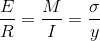 \frac{E}{R}=\frac{M}{I}=\frac{\sigma}{y}