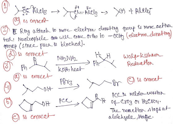 O Alets → Tu Acel - >CH) + Ally @ es correct y Ring attach to more electron clonating group is more activa red. Nucleophile b