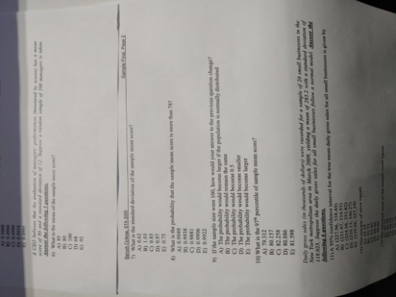A) 0 5000 B 4960 0.4000 D .S010 CEO Bear he w as pre d by one or me score of 80 and andar dan 12 Spare me 200 m ix raken on t