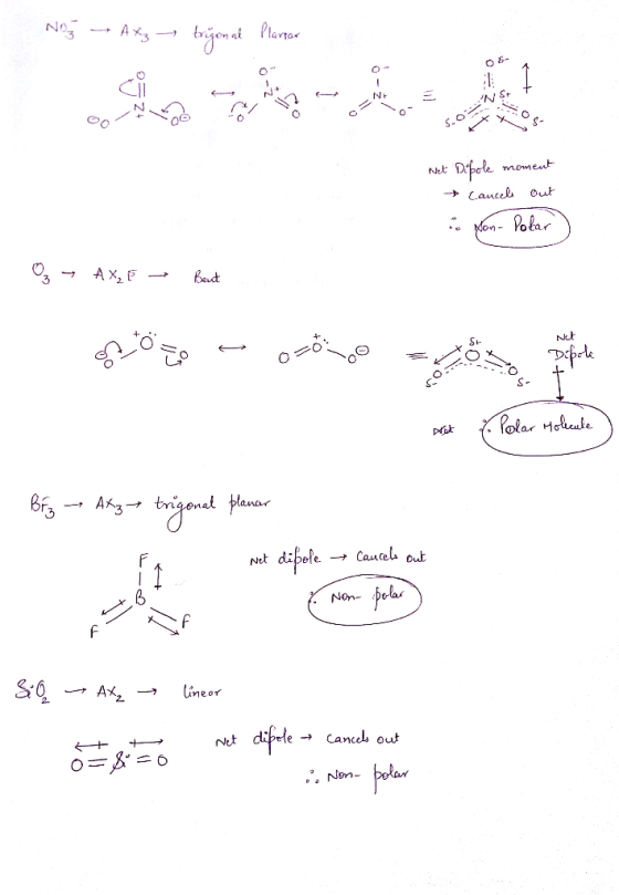 3 - AX- trigonal Planter Net Difole moment Cancel out Non-Pokar ) Oy - AXRF - Beut Net Dipole Art & Polar Holecule - Biz - Ax