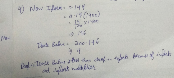 Now 4) Now Inports = 0.144 = 0.14 (1400) - 10 x 1400 - 196 Trade Bolan- 200-196 - 4 Droh in Trode Balance is less than drop i