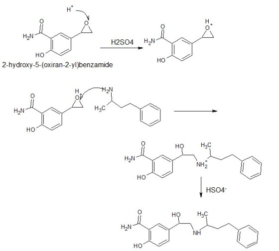 H2N H2S04 H2N ?? HO 2-hydroxy-5-(oxiran-2-yl)benzamide H2N H3C H2N HO ??? H2N NH HO HSO4 H2C NH HO