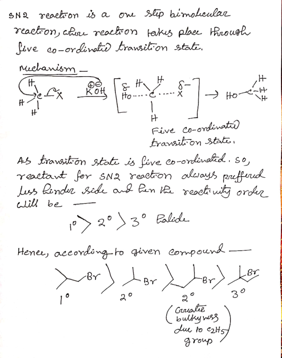 one ip bimoheular SNa reaetoon i> a reacton, ch reacbron takis ploe Rnoual Jive co-ordinal rawsiton stat Muehanism Kot J Ho X