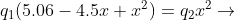 q_{1}(5.06-4.5x+x^{2})=q_{2}x^{2}\rightarrow