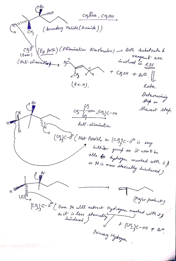 Mith CHONA, CH, OH C C (tecondary Halide ( Bromide)) (Elimination Bimolecular) Спі, о (Base) Both tubstrate & reagent are (An