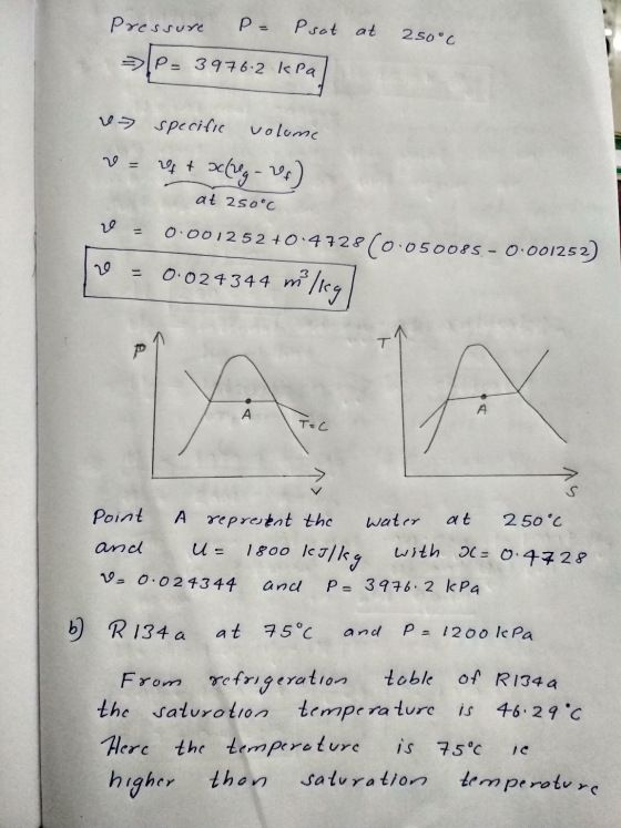 Pressure P= Psot at 250°C P= 3976.2 kPa - specific volume V = 1 + xreg- of at 250°c 20 0.001252 +04728 (0.050085 - 0.001252)