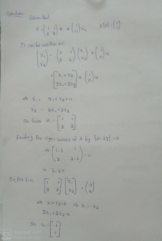 Souhonvent Tt cah be uosiHen as, 녀 X a so, here A Finding the eigen Values of A bs lA-AT|-。
