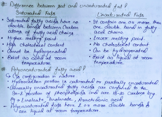 キAthebence betcieen Aat ond on Dato.oate0 at p acida have 9 0ontoin one o maze thon olooble bonds betceen Carbon One dooble honl in atom, o fatty aciQ chains acial chaino 、 Loco eo melting Point . High choleoterol content No cholesteeol ontent nnot be bycdooy tempecatove Con gooo tion in natore os lpartia 、Gene rally un r Atomte0たtty acids are co nAİnd to Me > Lino でcom tem