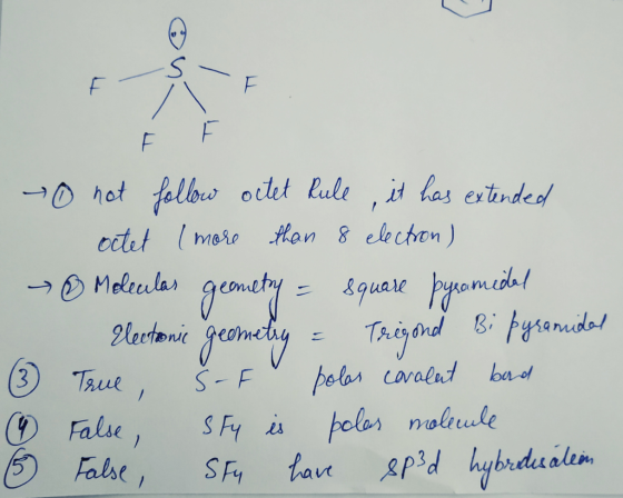Ş-F o not follow octet Rule, it has extended octet (more than 8 electron) & Molecular geometry = square bysamedal Electronic