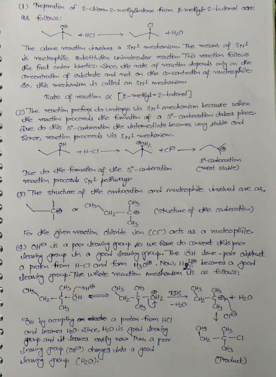 (1) Preparation of 2-chloro-z-metheabudane chloro-2-methelbudane from 2-methyl-2-butanol are from 2-methyl as follows: T +HCI