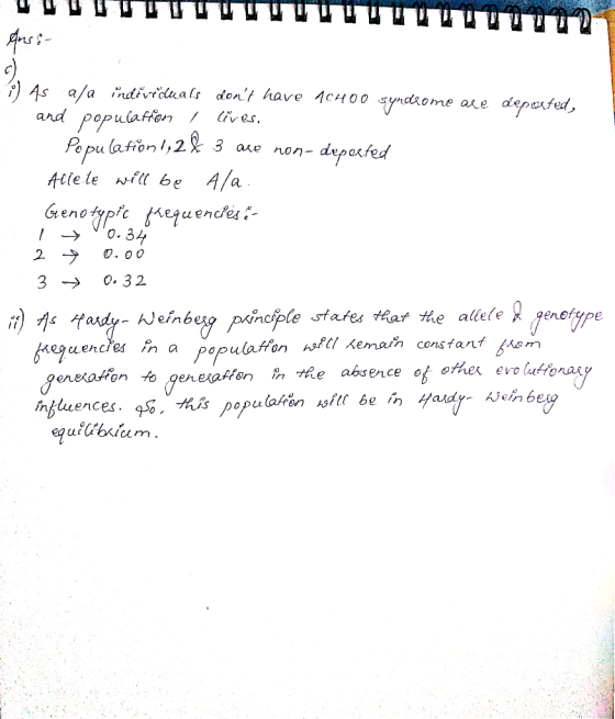 Ans:- 10) As ala individuals dont have 1CH00 syndrome are deported, and populafton , cives, Population 1,2% 3 are non- depor