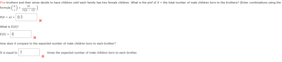 Five brothers and their wives decide to have children until each family has two female children. What is the pmf of X = the t