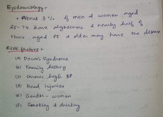disease. Epidemiology • About 3% of men of women aged 65-74 have algheimas. & nearly half of those aged 85 a older may have t