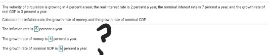 The velocity of circulation is growing at 4percet a year, the real interest rate is 2percent a year, the nominal interest rat