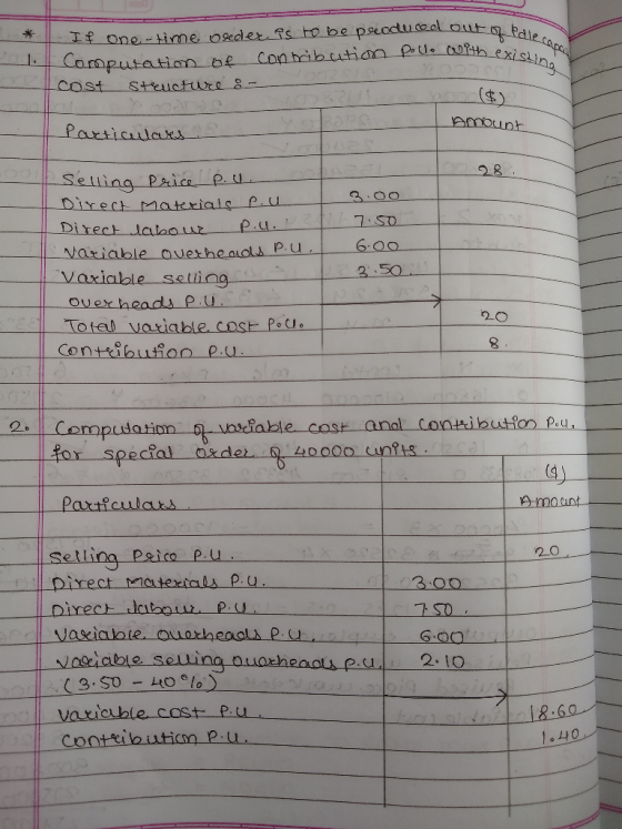 ediecapan oith existing If One-time sedexes to be pleoduced out Computation of contribution pollo with ex cost structure &- P