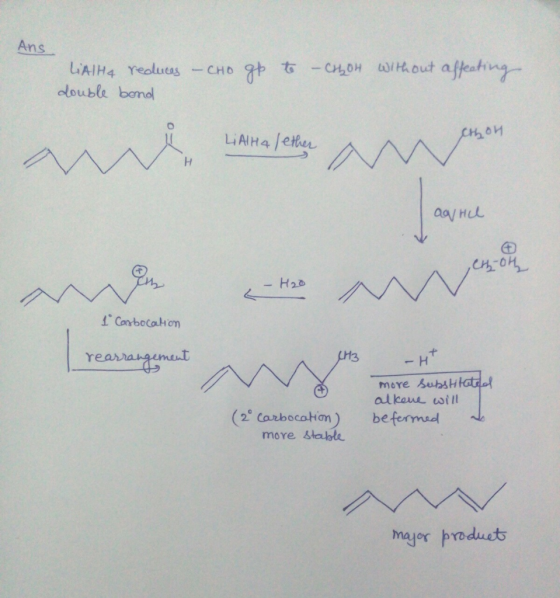 Ans clouble bondl rea 3 more bubs H taul alkauwi (2° carbocation) befermad more stable major produt
