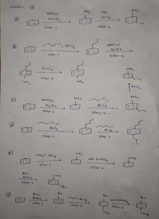 No, NOZ HNO3/ H2SO4 cl2 Fecla 1- step-i Step 2 .cl, Alcz HNO3/ H2SO4 step-1 step-2 Snel, NH2 11 c ) 13 Step-3 NH₂ Isnel2 NOR