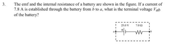 The emf and the internal resistance of a battery a