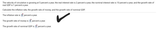 The velocity of circulation is growing at 5 percent a year, the real interest rate is 2 percent a year, the nominal interest