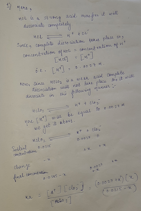 17 qere, Hel is a strong acid there fore it will dissociate completely Hel - H t t cu Since, complete dissociation takes plac