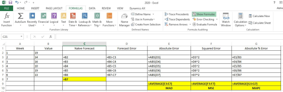 XUS ? 2020 - Excel Dynamics AX FILE HOME INSERT PAGE LAYOUT FORMULAS DATA REVIEW VIEW Abhis fx Σ Calculate Now Insert Functio