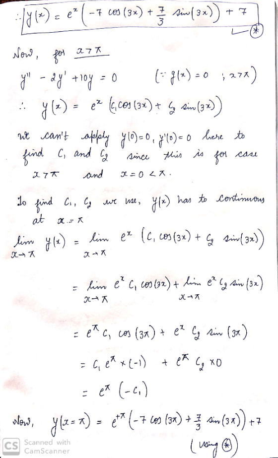 (3) )) -7 Ce ) ;27ス 10y 0 e 11 We cant =,yo) ere to fnd C, nd his Aance and 2=0 く入. has to Cortinuons at (c, cs(3)i3)) Linex