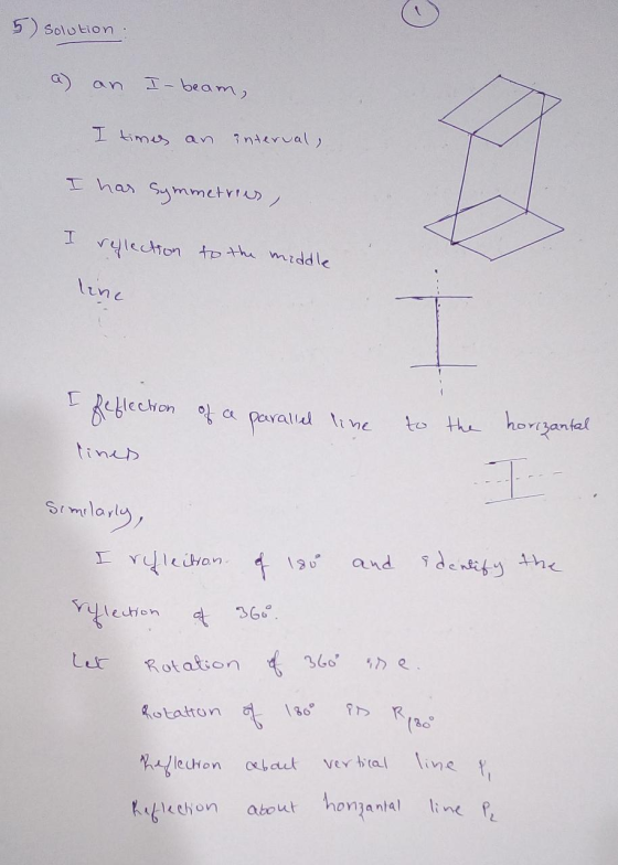 5) solution: a) an I-beam, I times an interval, I har symmetries, I reflection to the middle line I Reflection of a parallel