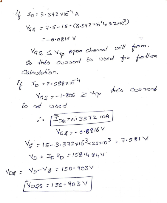ID = 3.372 X10 A Yaş - 7.5-15+(3-3721164x22x103) =-6:0816 V Vaşi < Van opeo channel well foam. So theo curgent is used too f