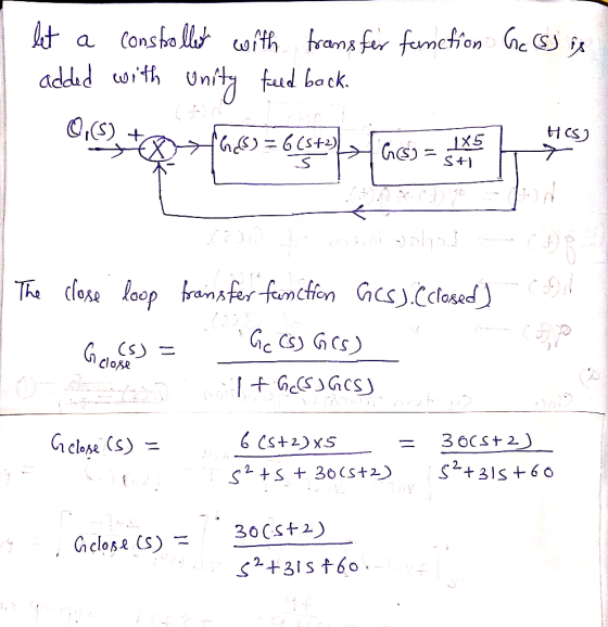 Gc G) is S let a constrolled with transfer function added with unity tud back. 60, +-744.592 kcal Gas . X H 1X5 S+) - The clo