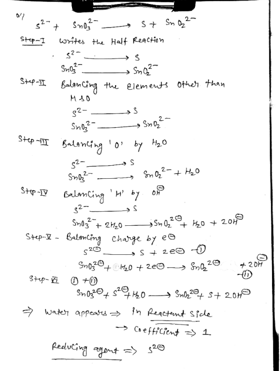 2- S Sn 2 woites He Half Reaction L-hIs s2 Sne SpI BalaMCng th elements other than s2- 2 Sn Step- 6adamis ng H20 by s2- 2- H2
