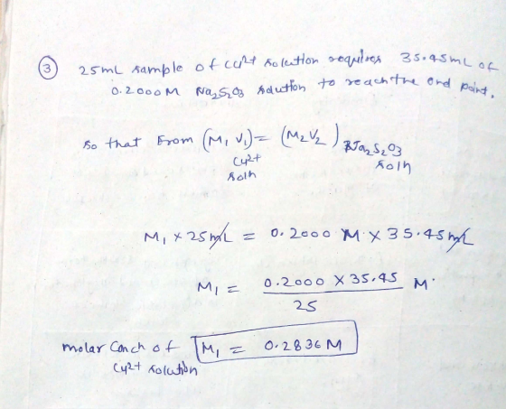 25mL Aample of curt oltton eapl es 35.45mL of O. 2 000 M Nas dluction to e ach the erd part, 3 So that From (M,)M Cukt Raz S2