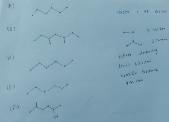 treat & as carbon a. 2 carbon 3 carbon After drawing liner strucha, provide branch 8 tu citre. Br