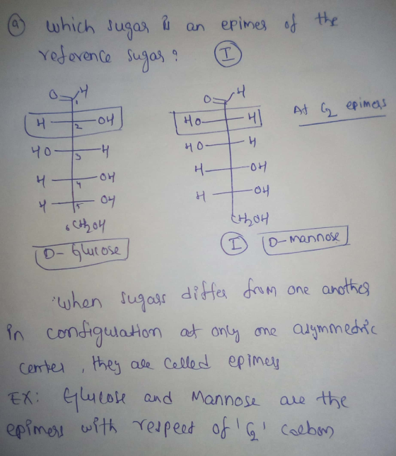 which Jugar an epimes oft the T s tobns unapor At G epimas -04 Ho - H HO -0H -04 CthoH D-Guiose D-Mannose difer dn one anothe