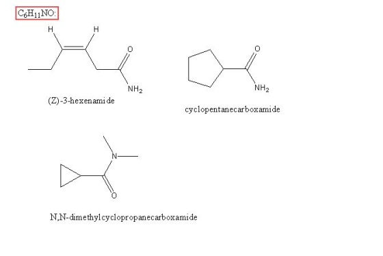 CH1NO NH2 NH2 (Z)-3-hexenami de cyclopentanecarboxamide N,N-dimethylcyclopropanecarboxamide