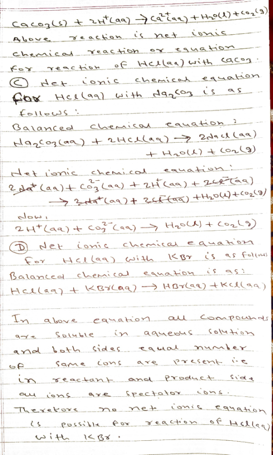 Cacog652 + 2Htcaal> Caltaq) + H2O(l) +Coql9) - Alove reaction is net ionic chemical reaction or equation for reaction of Hall