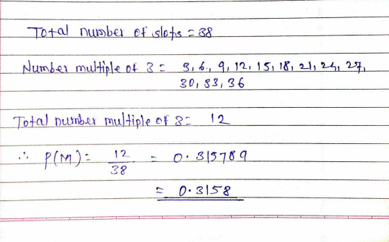 Total nuusber of slets 238 Number multiple of 3 - 3, 6, 9, 12, 15, 18, 21, 24, 27, 30, S3,36 Total number multiple of 3- 12 .
