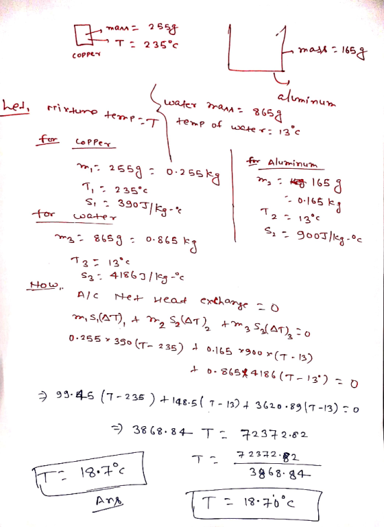 2 558 165 T: 235°c COPPE alumimum water raAa- pri xdurp tempT temp of wate 13 C COPPE frr Aluminum 2553 O 2 m: K 165 T, , 235