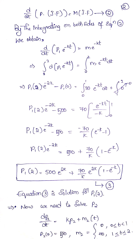 honda (P. (J.f) )= M(1.6)+ @ By The integrating on both sides of Egy ☺ We obtains (Piet)s ment » Salpetty Imettat = P, (2) 2
