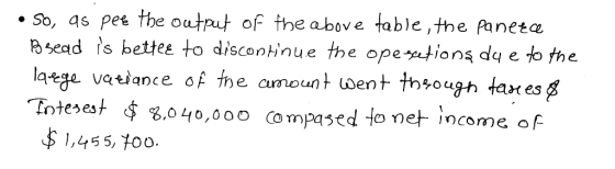.so, as pes the output of he above table,the faneta Bsead s bette to discontinue the ope tions dqeto the aege vawance o* the Tesest.040,000 ompased lo net income of $1,455, 1oo.