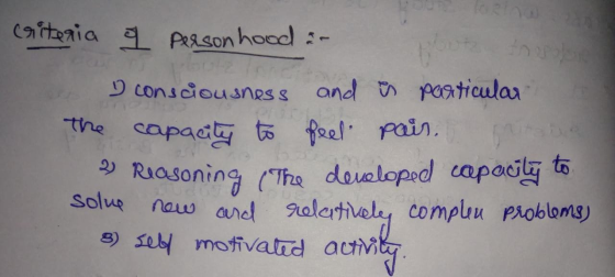 Carteria I person hood :- y consciousness and is particular The capacity to feel pain... » Reasoning (The developed capacity