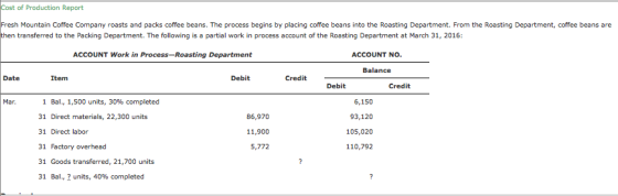1. Prepare a cost of production repor