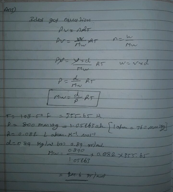 Ideal got canation مرد جو Pr - ATAU Mu Mu Mw - xd RT werxd masdas) T = los.ro f - 355.65 R. - 800 mmng = 1.05463 ah lahms 760