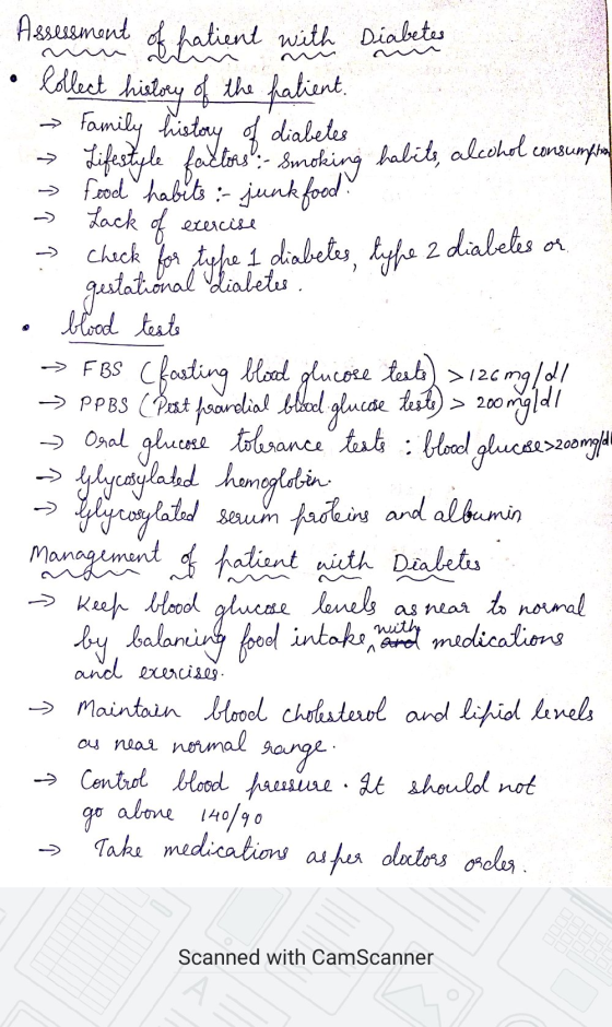 > 126 Assessment of hatient with Diabetes • Collect history of the falient. → Family history of diabetes → Lifestyle factors: