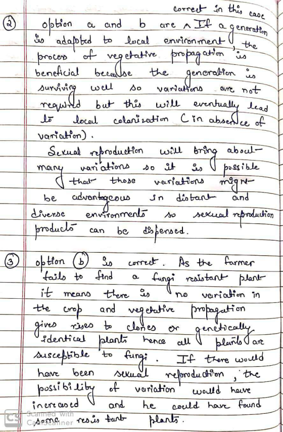 in this case neration a correct in this olotion a and b are a If a gener is adapted to local environment the process of veget