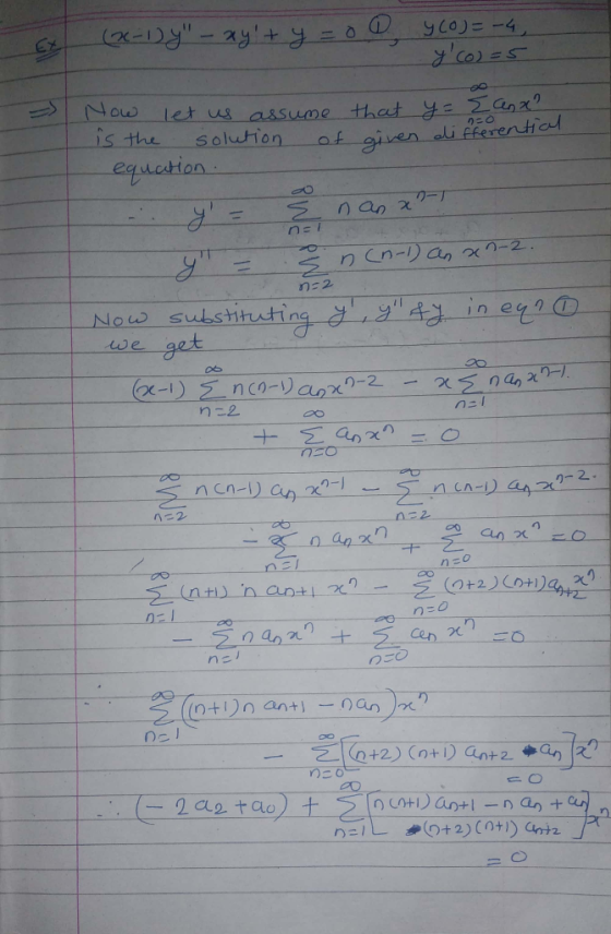 (x-Dy-2y+y that yeZanx of given ali frerential Now IS the Let us assume Solution equetion n Cn-Da n-2 n:2 teshittiog よy 4 ge
