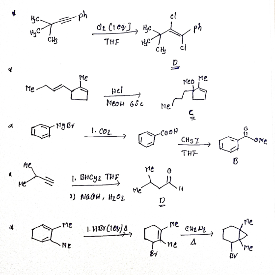 THE MA Hel Meoh Gic By , CO2 -COOH CH31 OM THE Me 1. BHCY. THE Mer VIP 2) NaOH, H2O2 1. ew Р. M 84 By