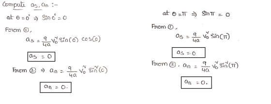 Compute as, an :- at o=0 Sin 8=0 Forom o as = 9 vosinco) cos() as=0 Forom @ = anze a vă since) an = 0. at ort =Sin T = 0 From