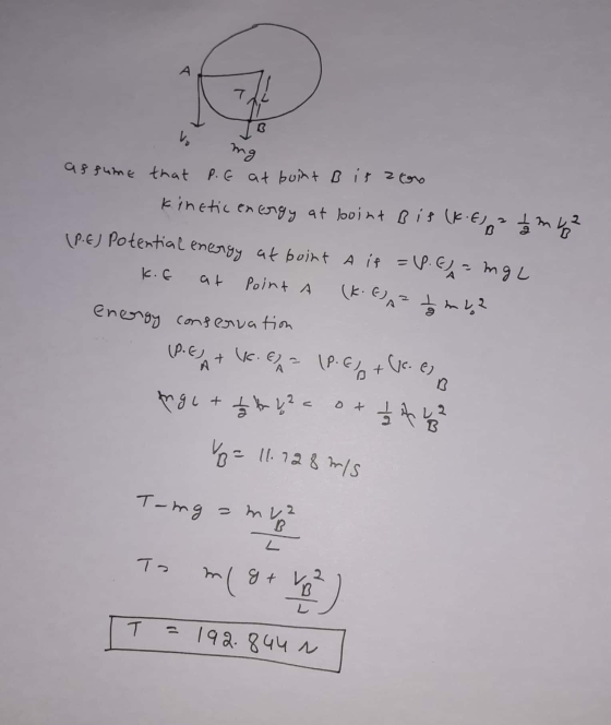 Vo mg affume that P.E at boint B itzforo Kinetic energy at boint Bis (k. Ega 1 m 2² (PE) Potential energy at boint A if = K.E