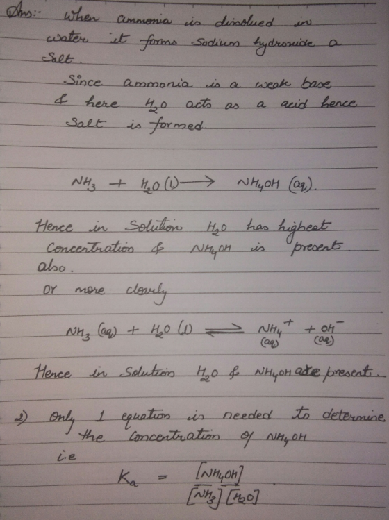 Drs: when Ammonia is dissolued in water et forms sodium hydronice a Salt Since ammonia is a week base & here 40 acts as a aci