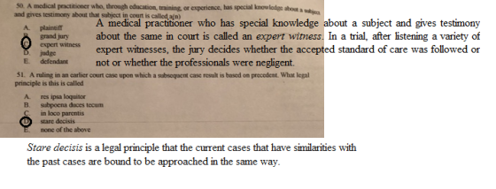 50. A medical practitioner who, through education, training, or experience, has special knowledge about and gives testimony a